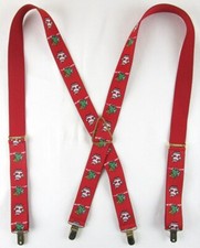 Pelican USA Adjustable Red Elastic Santa Christmas Trees Suspenders Braces