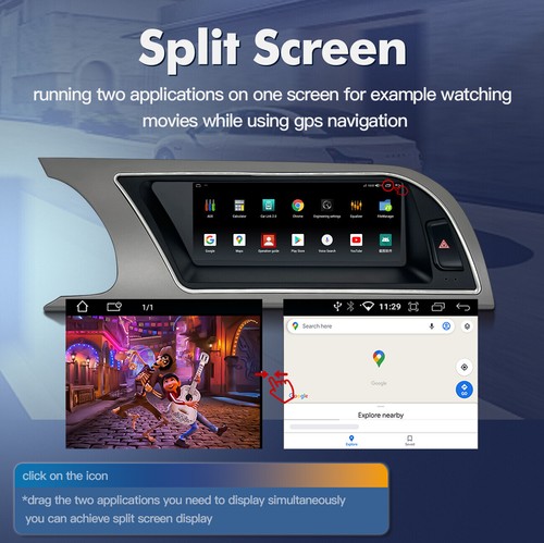 8.8" Android Car GPS Navi Stereo Radio Screen For AUDI A4 S4 A5 Wifi CarPlay - Picture 7 of 13
