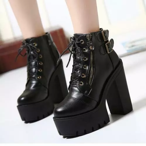 Chunky lace store up heels