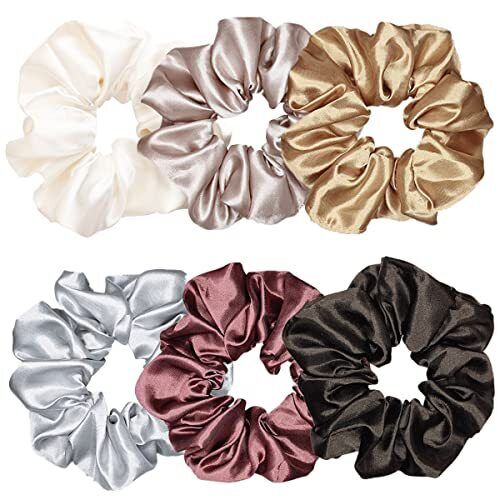 6 Pcs Satin Silk Hair Scrunchies 1 Count (Pack of 6) Assorted Classic color - Foto 1 di 7