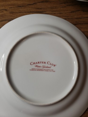 Charter Club "WINTERGIRLANDE" Weihnachtsmann ~ 4er Set ~ Salat-/Lunchteller ~ 9 Zoll - Bild 3 von 3