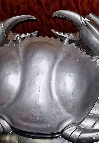 Vintage Silver Crab Sculpture Statue Unique RARE resin? 27x15x11 HUGE Prop - Picture 15 of 20