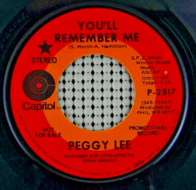 Peggy Lee    You'll Remember Me / Have You Seen My Baby (Capitol P-2817)