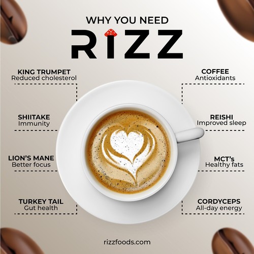 RIZZ Café de Setas Orgánico - 33 Porciones 198g - 6 Setas, Energía y Enfoque - Imagen 3 de 6