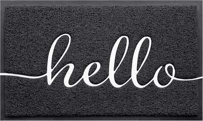 BeneathYourFeet Door Mat (30''x17.5'',Black), Welcome 30''x17.5'', Black-hello 