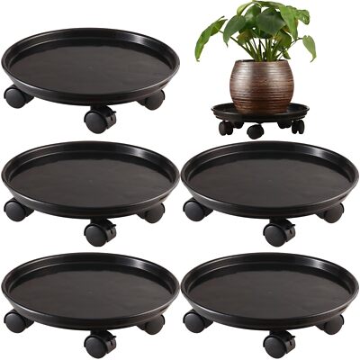 5 Packs Extra-large Plant Caddy with Wheels 15'' Rolling Plant Stands Heavy-du...