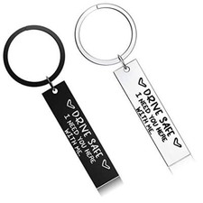 2PCS Drive Safe Keychain I Need You Here With Me Gift for Husband Dad