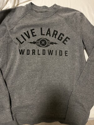 Live Large Crew Neck Sweatshirt Grey Medium Powerlifting Iron Rebel Barbell  NEW