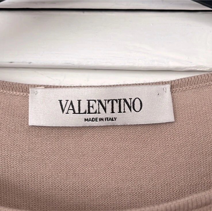 Abito Valentino Italia taglia 2 rosa chiaro lana girocollo lunghezza ginocchio