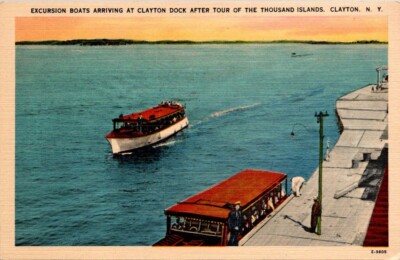 Postcard Excursion Boats Arriving At Clayton Dock Tour Thousand Islands Clayton