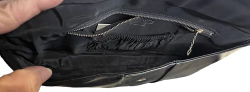 Vintage 50s 60s Mam'Selle Black Calf Leather Clutch Style Bag Handbag Handle - Picture 6 of 10