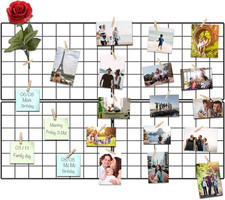 Wire Wall Grid Panel Set for Photo Display with Clips - 2 Pack, 28" x 22