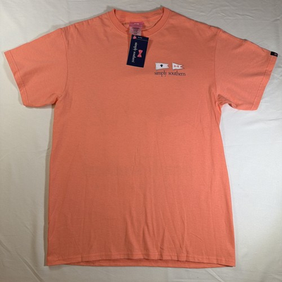 #ad #ad Simply Southern Women’s T Shirt Coral Size Medium 100% Cotton Flip Flops Print $8.99