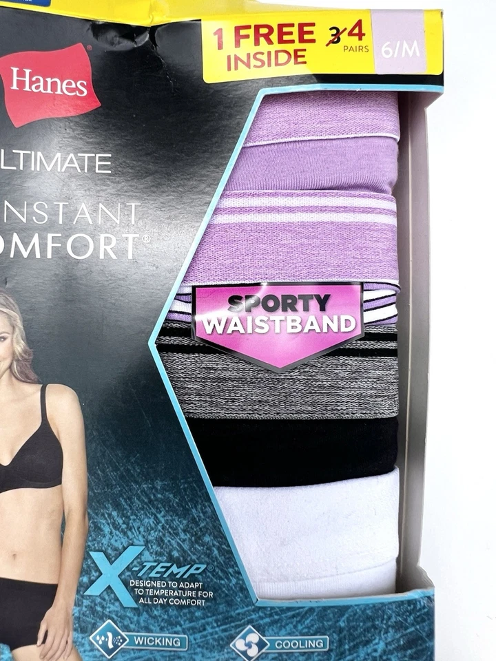 Pantalones cortos Hanes 4pk para mujer X-Temp Constant Comfort Boy rosa/gris/blanco M/6 Foto 2 de 3