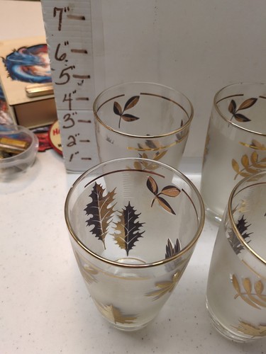 Libbey Hostess Glassware 8 pc Set Golden Foliage Beverage Glasses Original Box - Picture 9 of 13