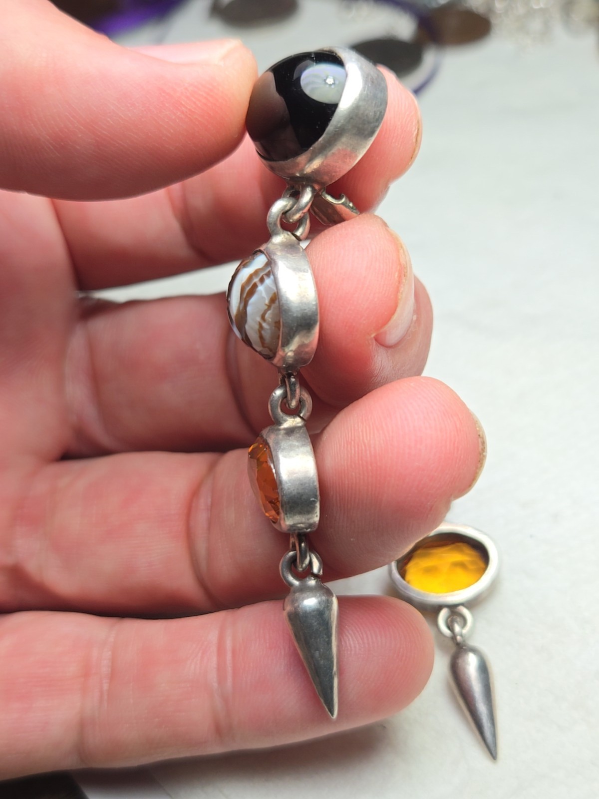 Beautiful Multi Colored Dangle Earrings Vintage 9… - image 10