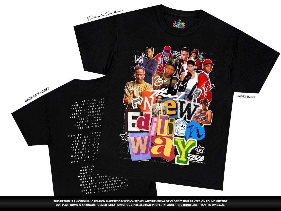 New Edition Way Tour Shirt Front and Back Print 90s R&B Graphic Tee