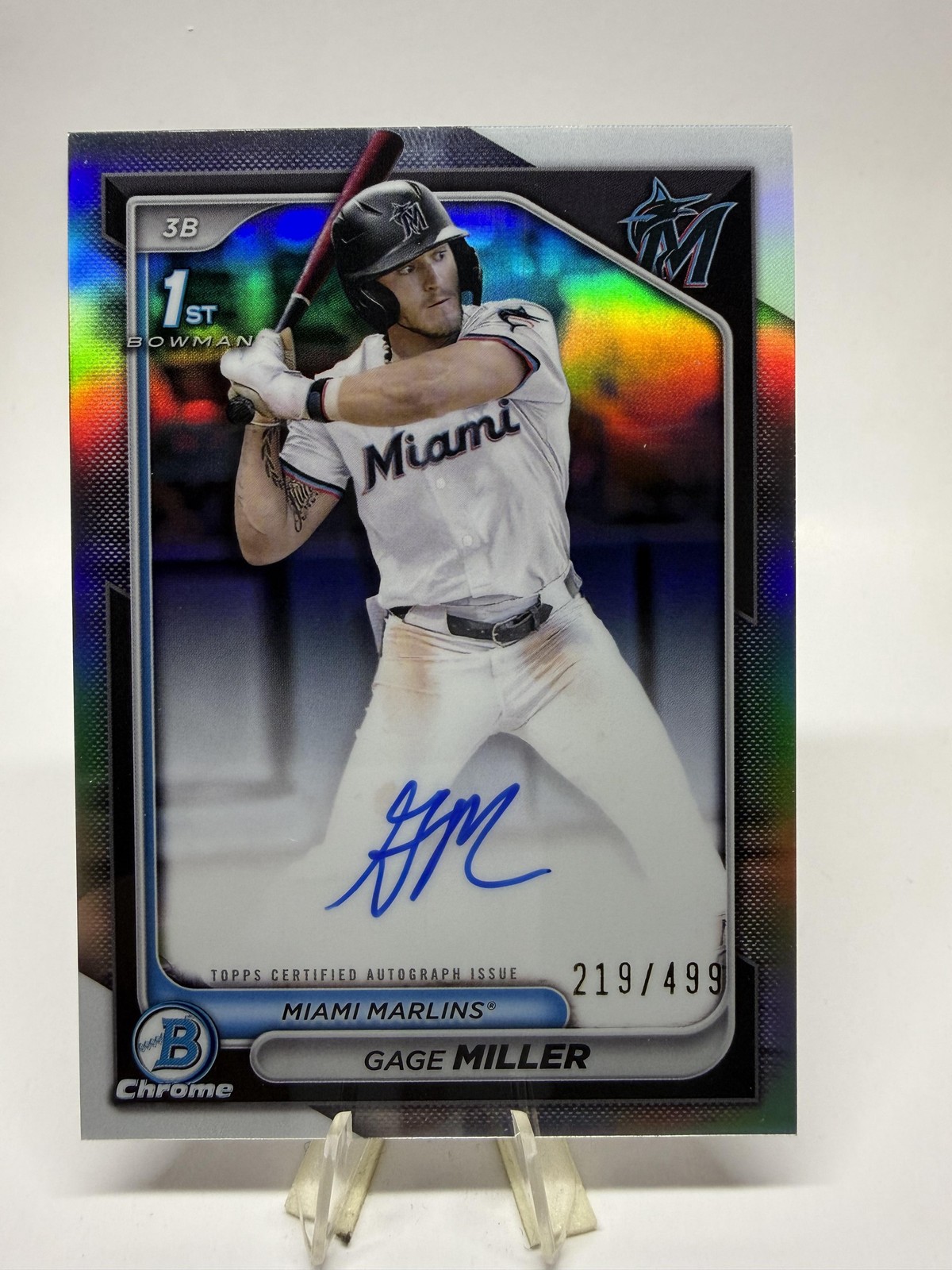 2024 Bowman Draft #CPA-GM Gage Miller Chrome Prospect Auto Refractor #/499 SN,AU