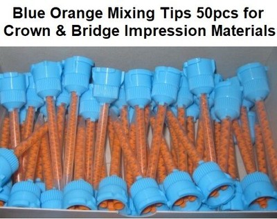 Dental BLUE ORANGE Mixing Tips for Crown & Bridge Impression Material 50pcs Pack