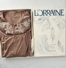 Vintage 70s Lorraine DEADSTOCK Lounge Pajama Set Regency Glam Brown Cognac Med