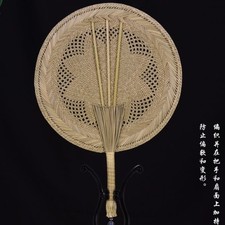 Handmade Chinese Hanfan Dance Fan Traditional Rattan Round Fan Summer Cooling