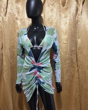 Abstract Triangle Bikini + Mesh Cover-Up 3pc ...