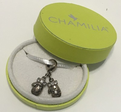 New Chamilia Sterling Silver Crystal Mittens Dangle Charm