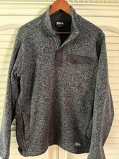 Mens Eddie Bauer 1/4 Snap Pullover Sweater Size M Dark Gray With Pockets