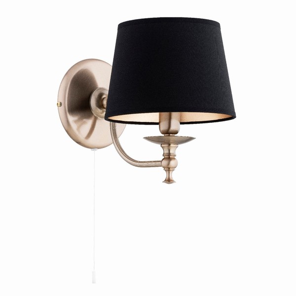 Wandlampe Stoff Schwarz Gold Schlafzimmer Elegant E14 B:20 Cm Wandleuchte Flur-image