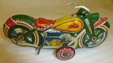 Vintage 1950s SATO ACROCYCLE Tin Motorcycle Toy Made in Japan Missing Clown ALPS