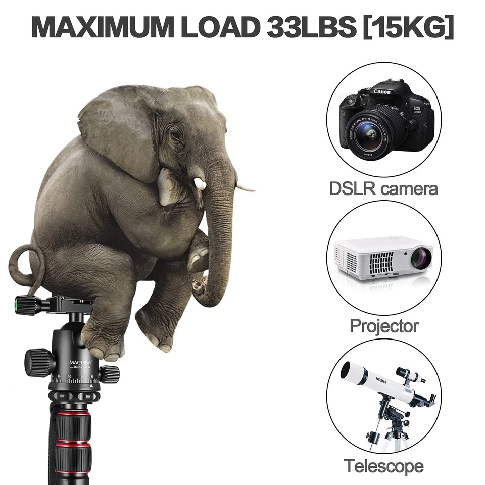 Trípode Cámara 84", Trípode DSLR Resistente para Viajes, Cabezal de Bola 360° Profesional... Foto 2 de 4