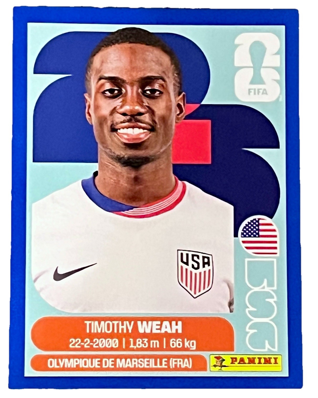 Timothy Weah Panini FIFA World Cup 2026 Blue Parallel USA 12