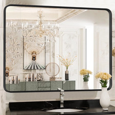 Large Rectangular Wall Mirror 22  x 30  Black Metal Frame Bathroom  Deco