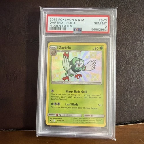 2019 Pokemon S & M Hidden Fates #SV3 Dartrix Holo PSA 10 GEM MINT