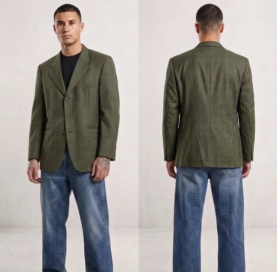 Gieves & Hawkes Tweed Blazer Savile Row London Green Size 48 - Image 1 of 4