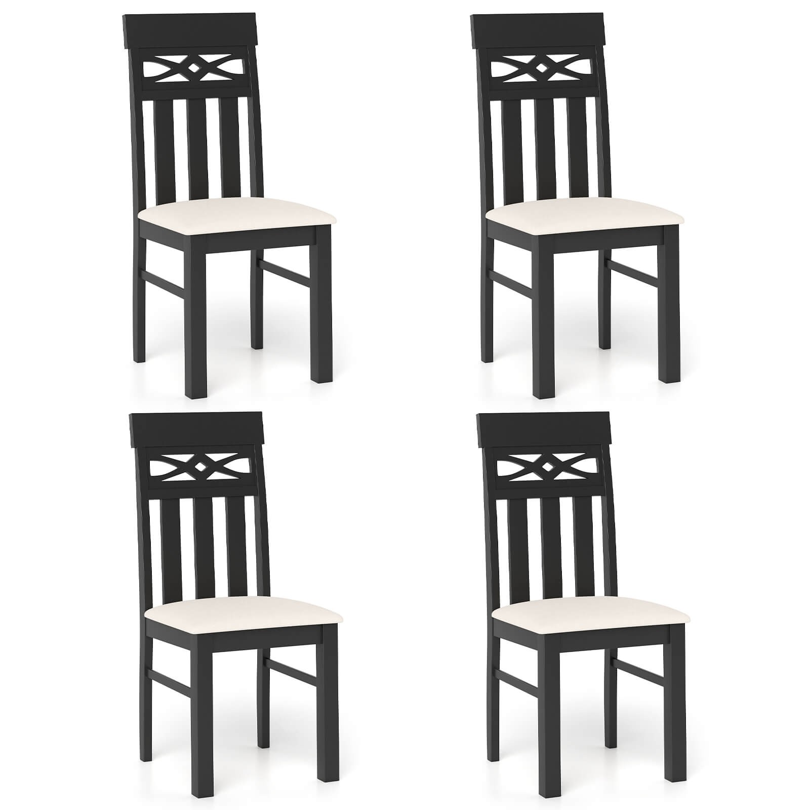 S Set Of 4, High Back Dining Room Chairs W/padded Seat For Kitchen