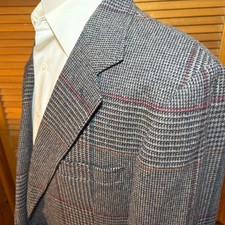 Vintage PENDLETON Plaid Houndstooth Wool Blazer Sports Jacket Coat 44 L