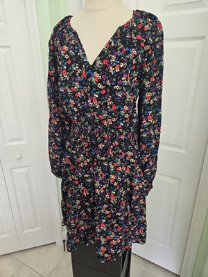 NWT GAP Women's Multicolor Floral Smocked A-Line Dress Long Sleeve Size M
