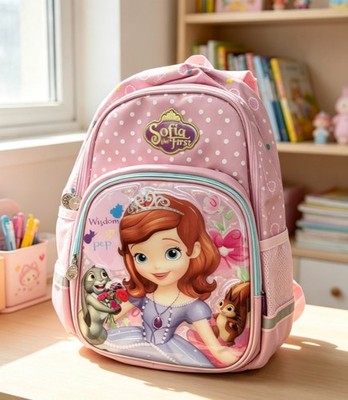 Cute Sofia Princess Kids Backpack Girls School Cartoon Bag Pink Dot and for Gift