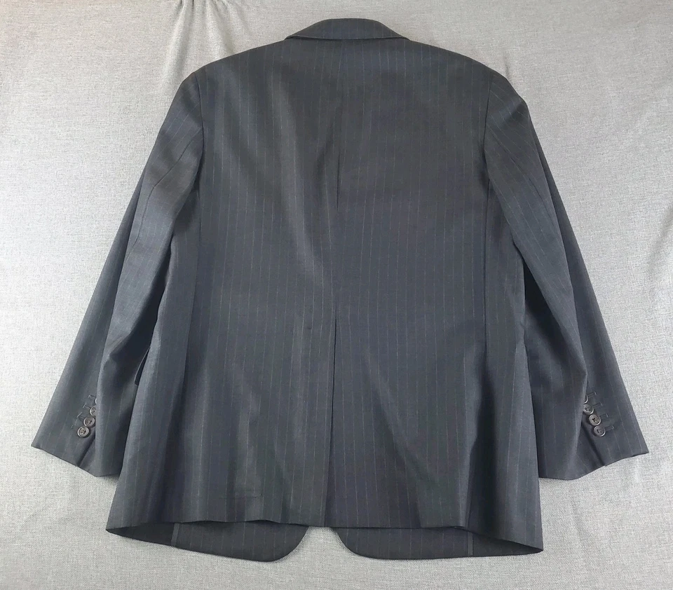 Blazer masculino Paul Stuart pó de seda 40 S cinza listrado lã jaqueta sem forro - Imagem 3 de 4