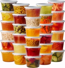 16 oz. - 48 Count Plastic Food Storage Deli Containers with Lids, Disposable