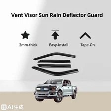 Acrylic Safe Smoke Window Visor Deflector Guard  Fits Ford F150 2015-2019