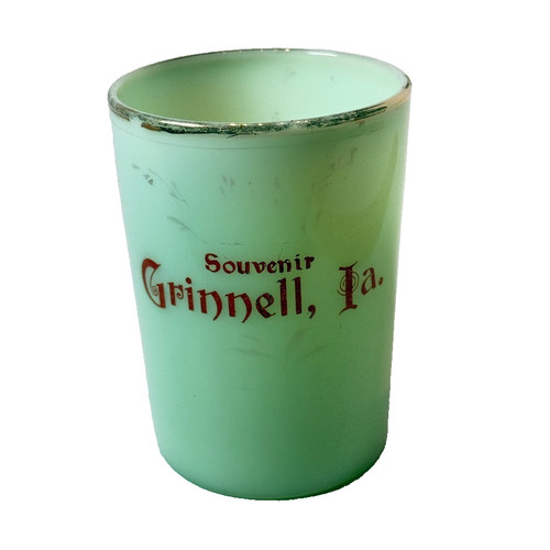 GRINNEL IOWA IA Uranium Antique Custard Glass Souvenir Trinket CUP