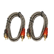 Brand New 2PCS RCA Cables 2 Channel Twisted 4Ft Shielded Interconnect Wire