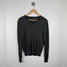 Polo Ralph Lauren Men V Neck Custom Fit Merino Wool Sweater Size Small