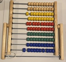 IKEA 100 Wood Bead Abacus Wooden Educational Toy Table Top Math Counting