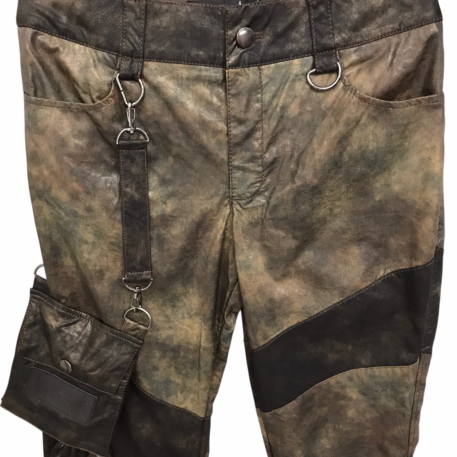 Darker Waves Vegan Leather Patchwork Pants Flare … - image 4