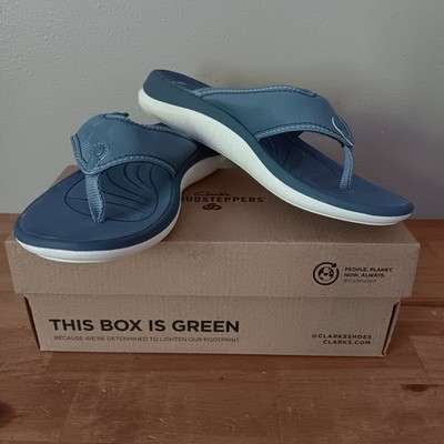 Clarks Glide Post Sandals Womens 5 Denim Blue New Cloudsteppers Flip Flops