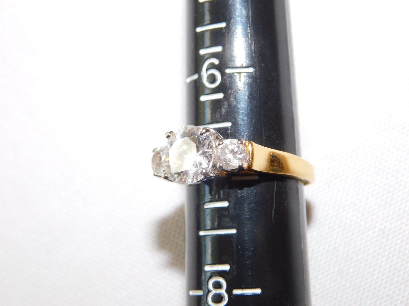 EDCO Three Stone Ring "Past Present Future" Gold … - image 3