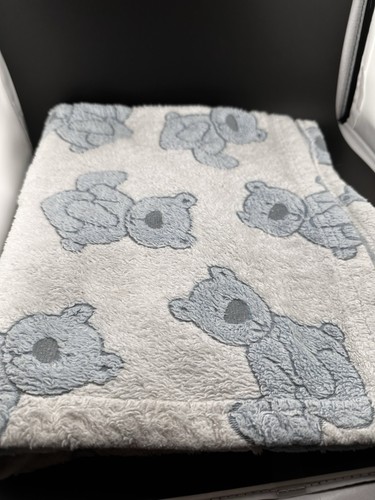 Stephan Baby weiß blau Teddybär Decke weich Fleece Security Lovey 30x40 LESEN - Bild 4 von 20